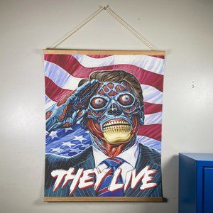 They Live Movie Canvas Wooden Gold Hanger 24x17.5